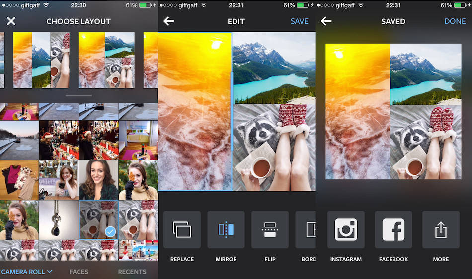 layout from instagram app ios